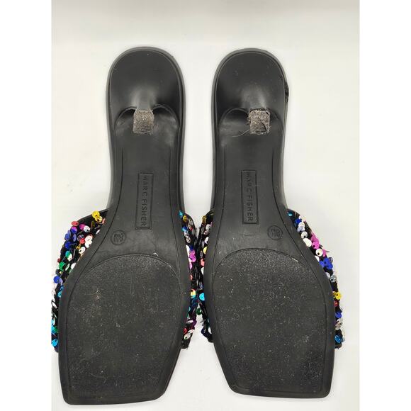 MARC FISHER Women's Danria Sequin Open Toe Strap Sequin Heels Size 8 - Picture 7 of 10